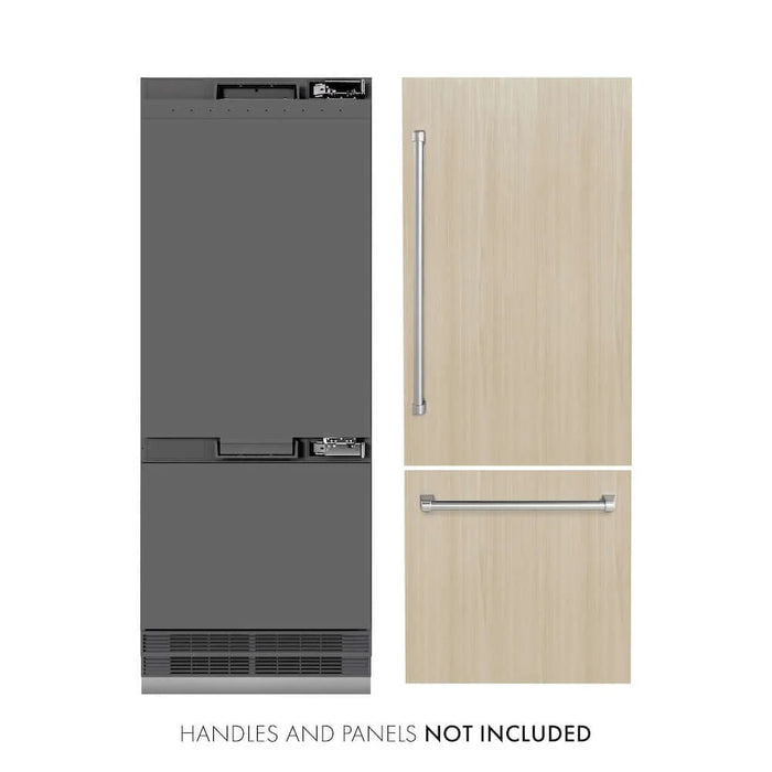 ZLINE 30" Panel Ready Built-In Bottom Freezer Refrigerator, Water Dispenser, Ice Maker, Graphite Gray Interior GRBIV-30