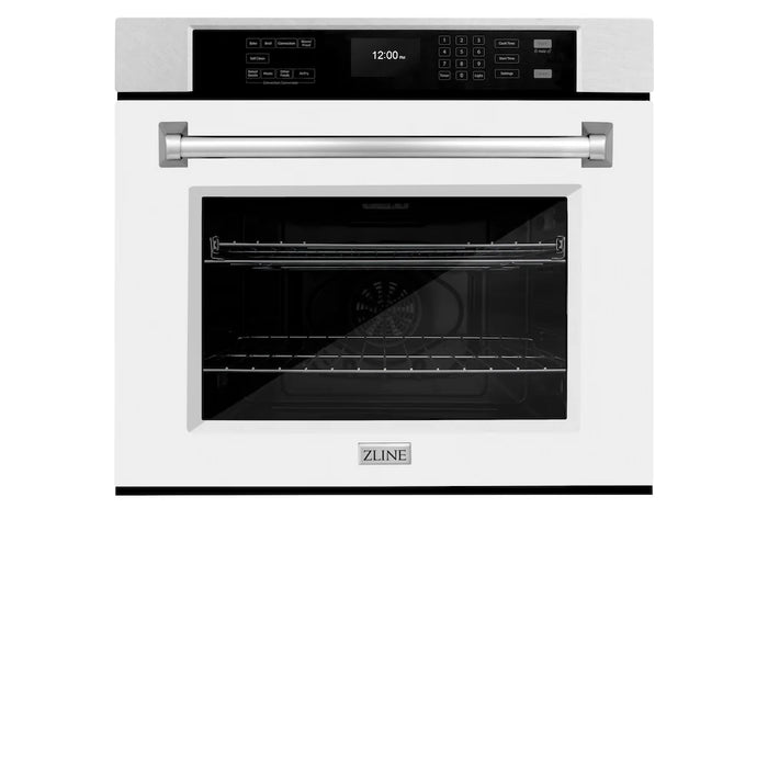 ZLINE 30"Professional True Convection Single Wall Oven, Air Fry, Self Clean, DuraSnow® White Matte WASS-WM-30