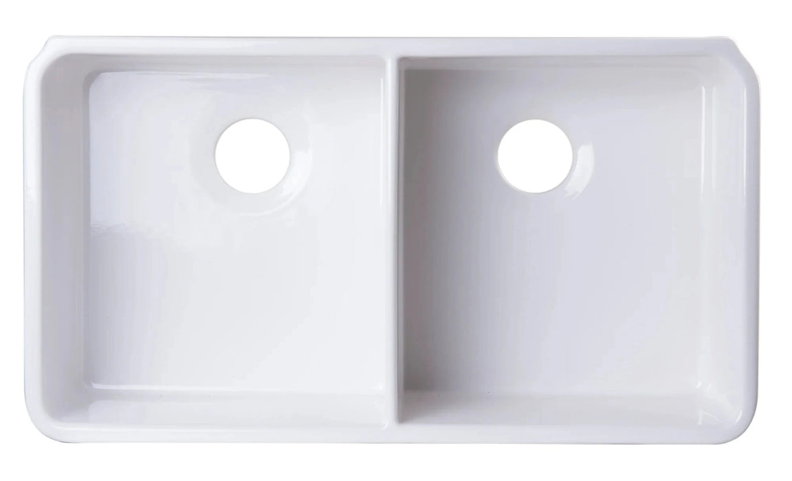 ALFI brand 32" Double Bowl Fireclay Undermount Kitchen Sink AB512UM-W