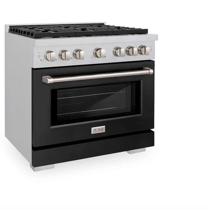 ZLINE 36"Gas Range, Convection Gas Oven, DuraSnow® Black Matte, SGRS-BLM-36