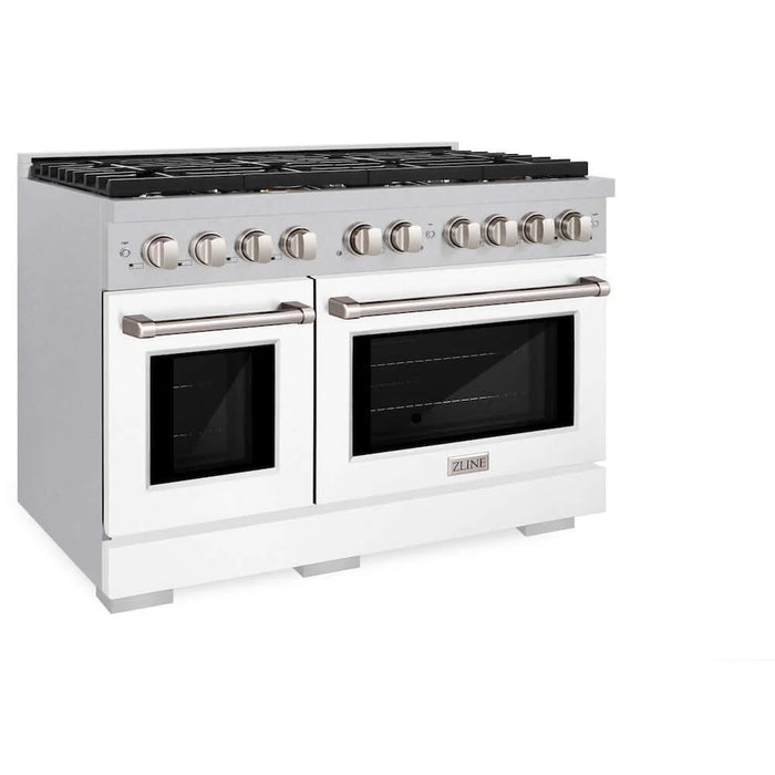 ZLINE 48"Gas Range, Convection Gas Oven , DuraSnow® White Matte, SGRS-WM-48