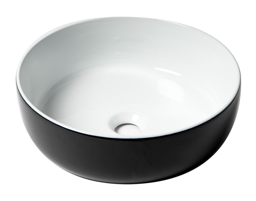 ALFI brand Black & White 15" Round Above Mount Ceramic Sink ABC908