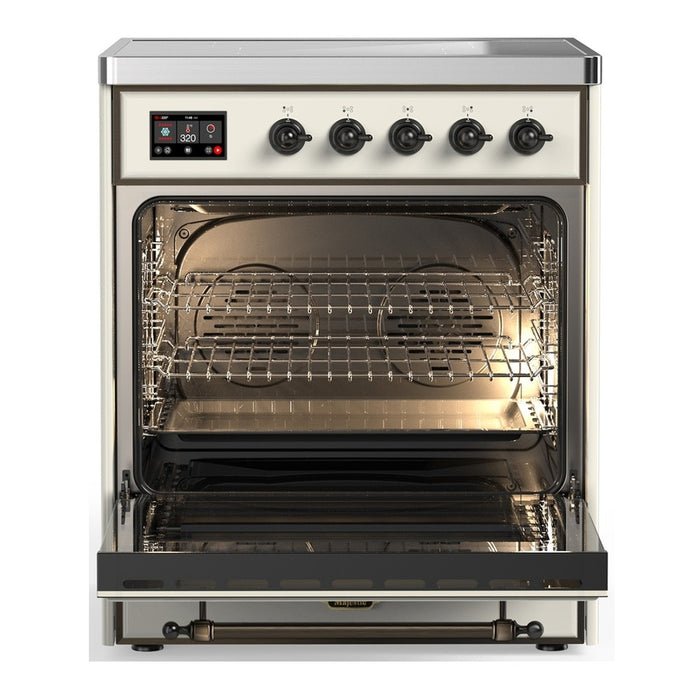 ILVE 30"Majestic III Induction Range, Antique White, Burnished Trim UMIB30NR3AWB
