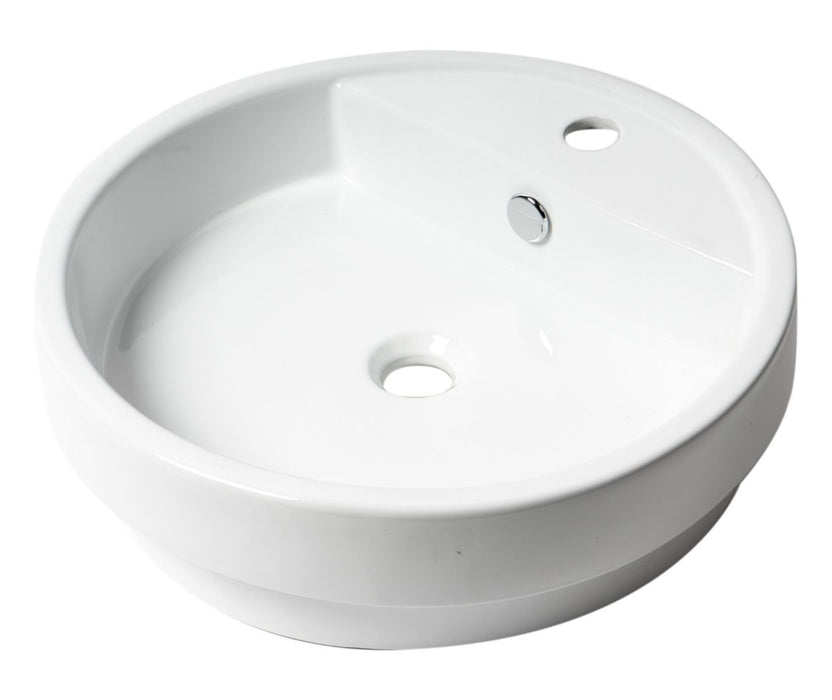 ALFI brand White 19" Round Semi Recessed Ceramic Sink, Faucet Hole ABC702