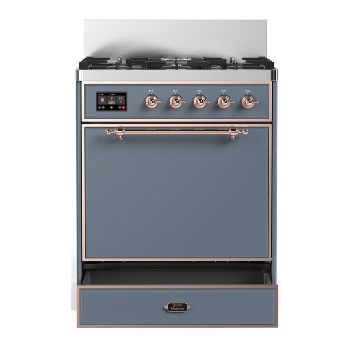 ILVE Majestic III 30" Dual Fuel Range, Blue Grey Copper Trim UM30QNR3BGP