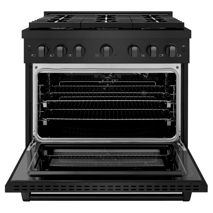 ZLINE 36 in.Gas Range, Convection Gas Oven, Black Stainless Steel, SGRB-36