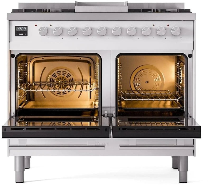 ILVE 40"Professional Plus Dual Fuel Range, White UPD40FWMPWH