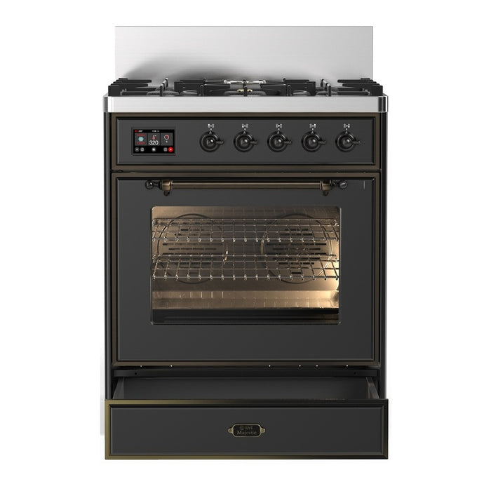ILVE Majestic III 30" Dual Fuel Range Matte Graphite Burnished Trim UM30NR3MGB
