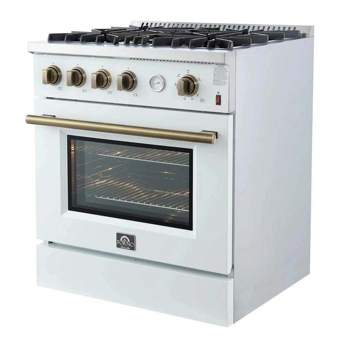 FORNO Marco 30" Gas on Gas Range FFSGS6277-30WHT