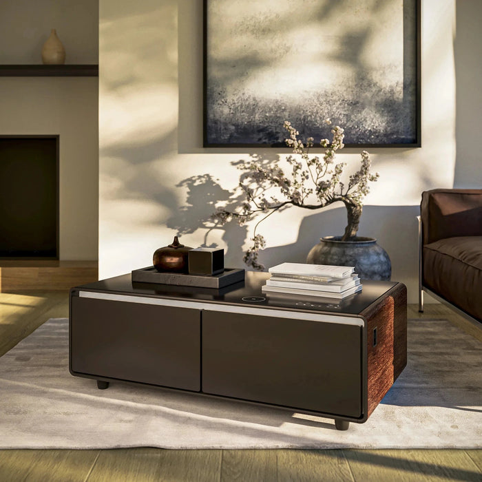 FORNO Evoluto 51" Smart Coffee Table – Dual Fridge Drawers Wood Accents FCTFR7006-51WD