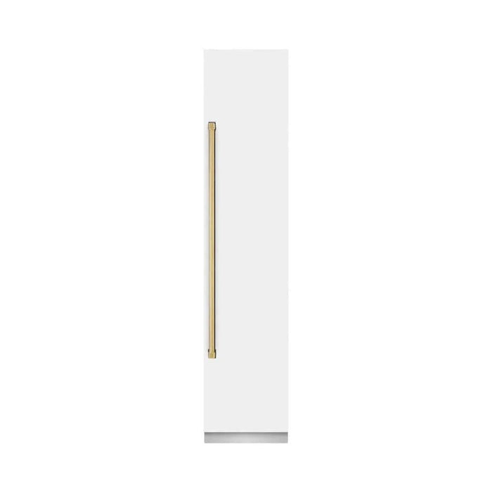 ZLINE 18" Right Hinge Column Freezer White Matte Stainless Steel, Graphite Gray Interior Polished Gold RCFVRZ-WM-18-G