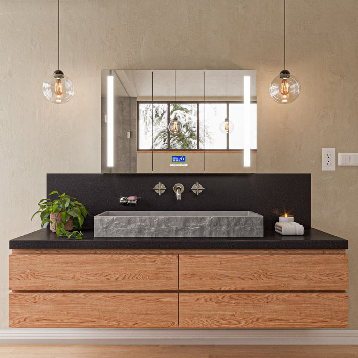 ALFI brand 39" Solid Concrete Gray Matte Trough Sink for the Bathroom ABCO39TR