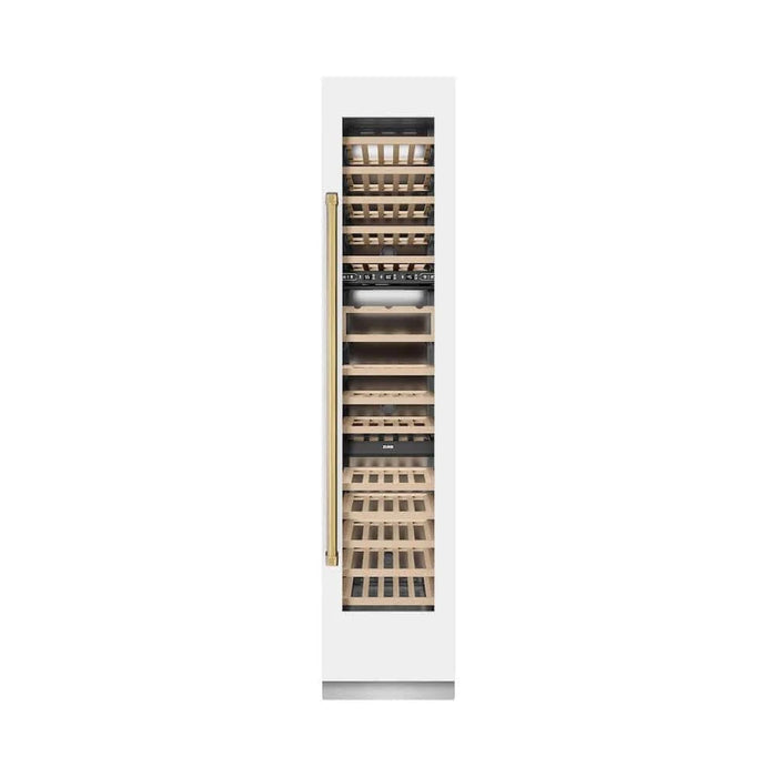 ZLINE 18"Triple Zone 68 Bottle Right Hinge Column Wine Cooler, White Matte Stainless Steel Polished Gold RCWVRZ-WM-18-G