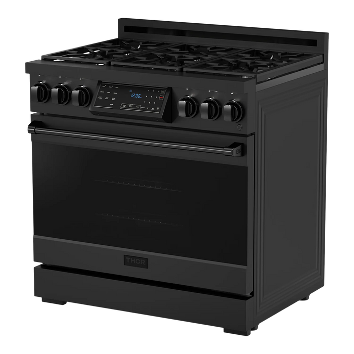 Gordon Ramsay by THOR Kitchen 36"Professional Natural Gas Range, Matte Black, RSG36B