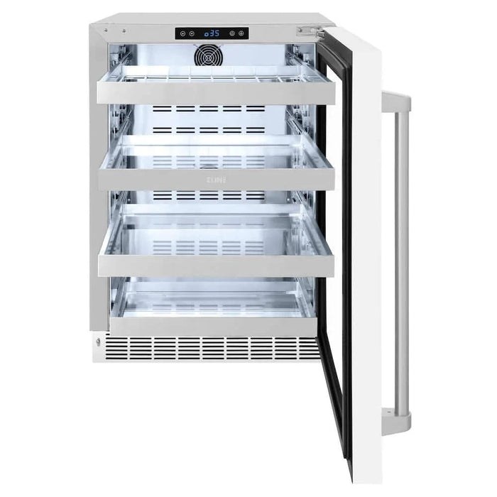 ZLINE 24" Touchstone 151 Can Beverage Fridge White Matte Glass Door RBSO-WM-24