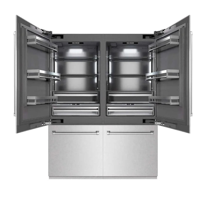 ZLINE 60" Panel Ready Built-In Bottom Freezer Refrigerator,Water Dispenser, Ice Maker, DuraSnow® Stainless Steel,Graphite Gray, GRBIV-SN-60