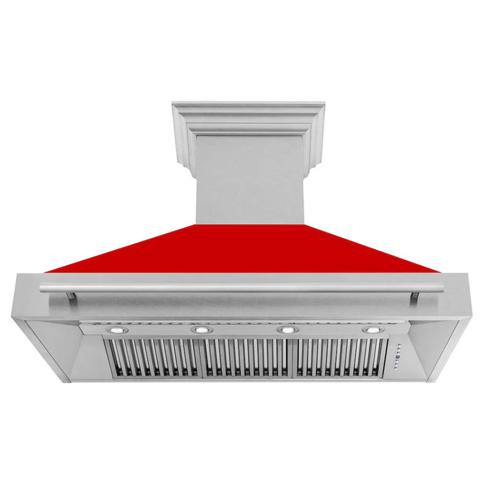 ZLINE 48" Autograph DuraSnow Red Stainless Wall Range Hood 8654SNX-RM-48