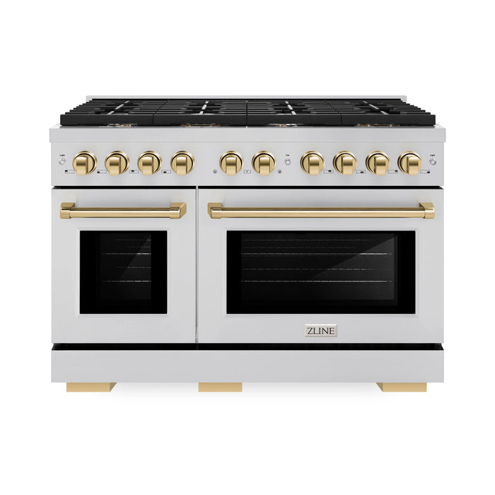 ZLINE 48"Paramount Dual Fuel Range Stainless Steel Gold SDRZ-48-G