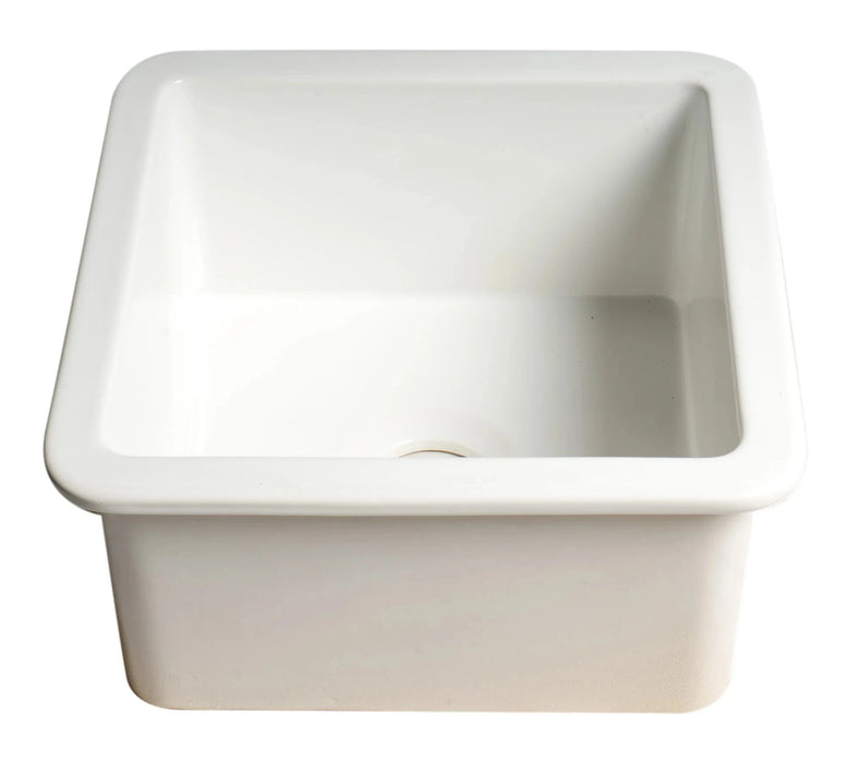 ALFI brand Square 18" Undermount / Drop In Fireclay Prep Sink ABF1818S
