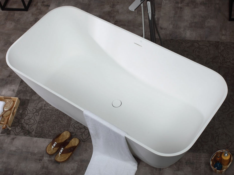 ALFI brand 67" White Rectangular Solid Surface Smooth Resin Soaking Bathtub AB9952
