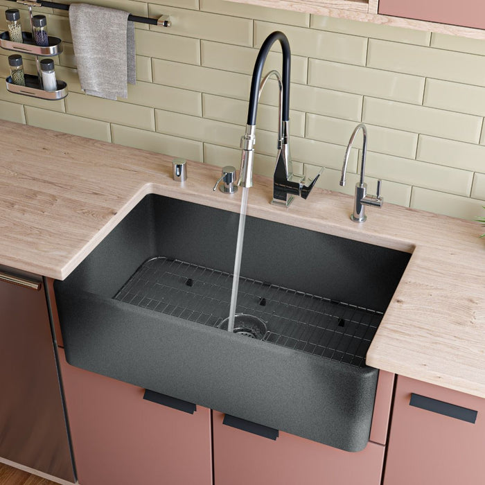 ALFI brand 33" Fireclay Farmouse Kitchen Sink In Concrete Color ABCO3320SB