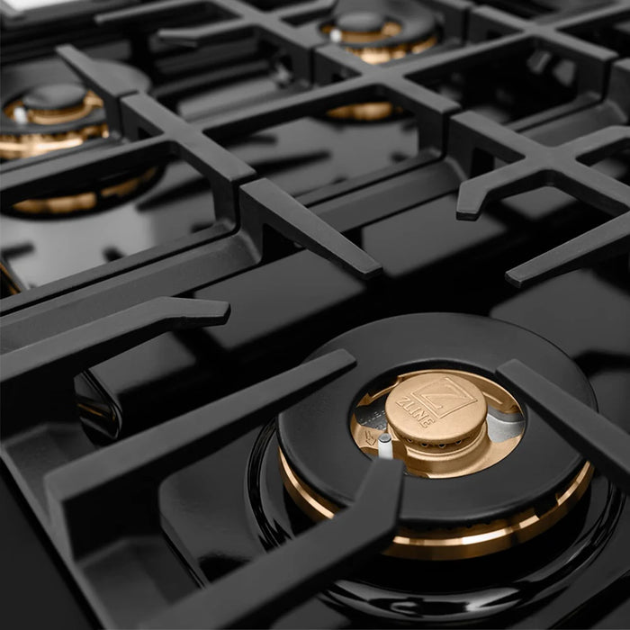 ZLINE 30" Paramount Gas Rangetop DuoPro™ Cooktop, Black Stainless Steel PSRTBZ-30-CB