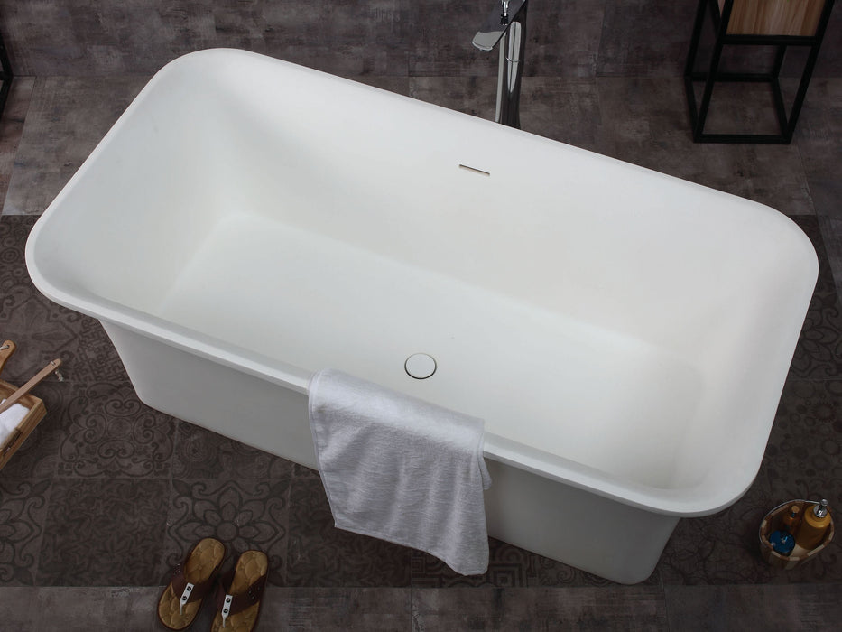 ALFI brand 67" White Rectangular Solid Surface Smooth Resin Soaking Bathtub AB9942