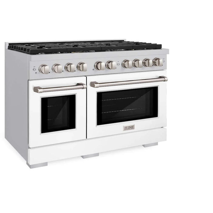 ZLINE 48 In. Gas Range, Stainless Steel, White Matte, SGR-WM-48