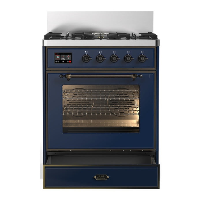 ILVE Majestic III 30"Dual Fuel Range Blue Burnished Trim UM30NR3MBB