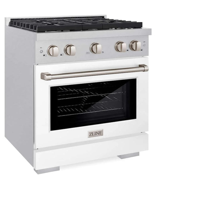 ZLINE 30"Gas Range, Convection Gas Oven , DuraSnow® White Matte, SGRS-WM-30