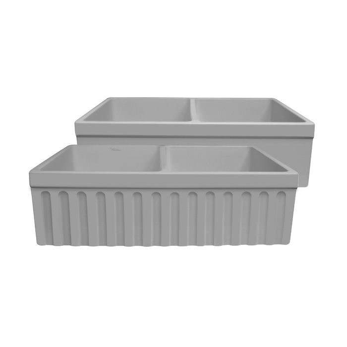 Whitehaus 33" Quatro Alcove Matte Double Bowl Fireclay Kitchen Sink WHQDB332-M