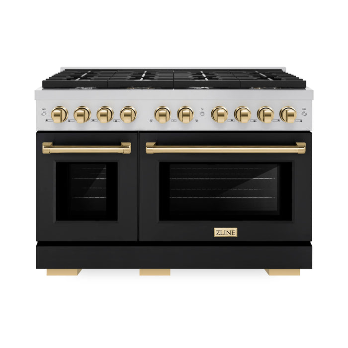 ZLINE 48"Paramount Dual Fuel Range Black Matte Gold SDRZ-BLM-48-G