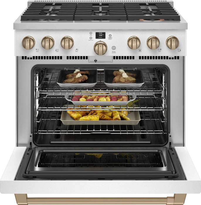 Cafe 36" Smart Commercial Style Gas Range, Matte White CGY366P4TW2