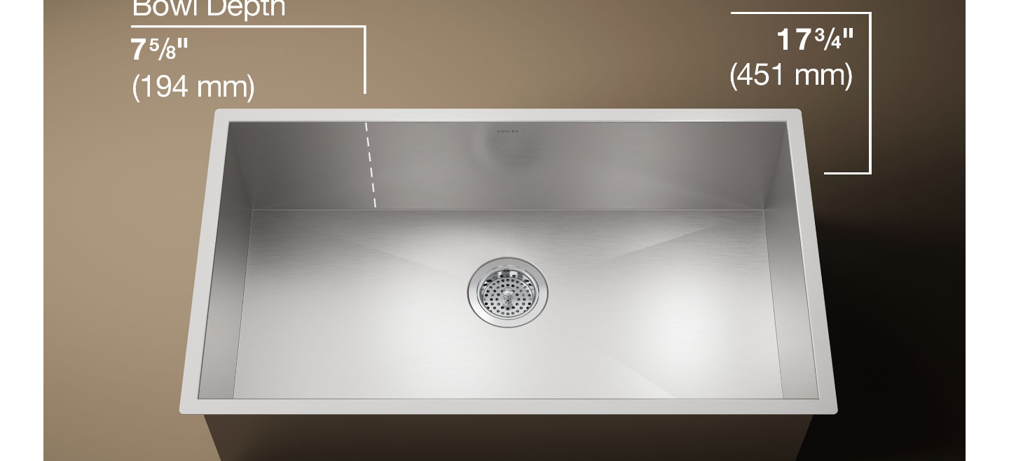 KOHLER Vault 32" undermount single-bowl large kitchen sink K-3821
