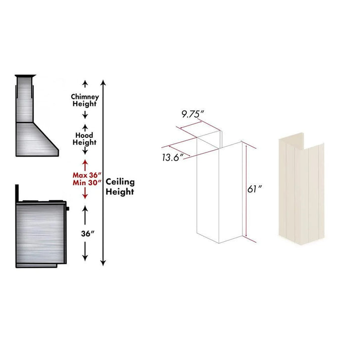 ZLINE 61" Wooden Chimney Extension, Ceilings up to 12 ft., KPTT-E