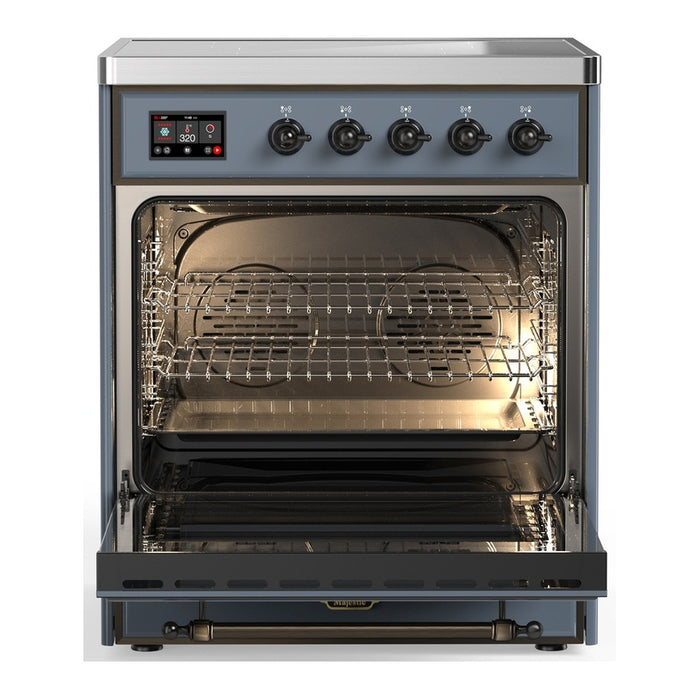 ILVE 30" Majestic III Series Induction Range Blue Grey, Burnished Trim UMIB30NR3BGB