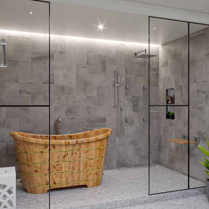 ALFI brand 63'' Free Standing Cedar Wooden Bathtub AB1105