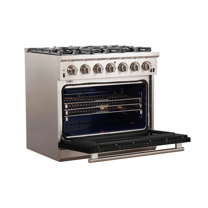 FORNO Capriasca 36" Dual Fuel Range FFSGS6187-36BLK