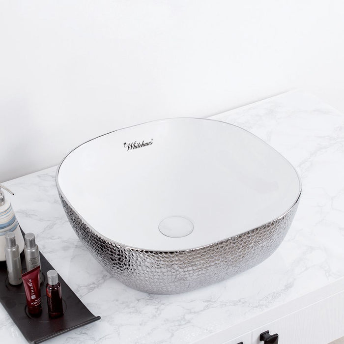 Whitehaus 17" Square Above Mount Basin, Embossed Exterior, Smooth Interior WH71301-F21