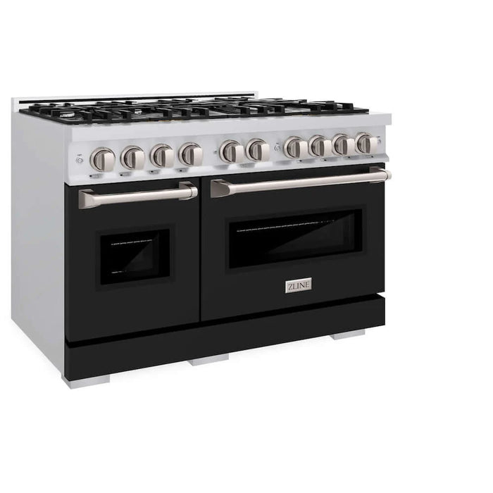 ZLINE 48"Classic Gas Range, Convection Gas Oven, Stainless Steel, Black Matte Door CGR-BLM-48