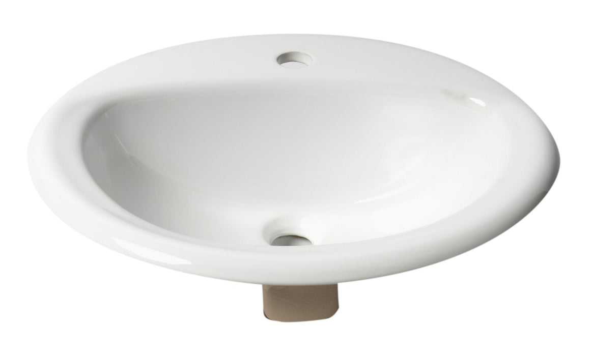 ALFI brand White 21" Oval Drop In Ceramic Sink, Faucet Hole ABC802