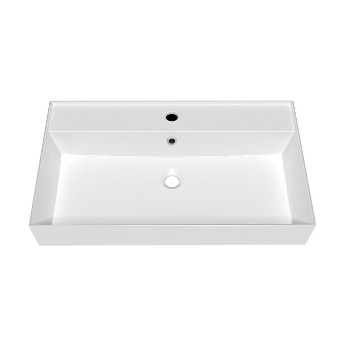 Whitehaus 32" Rectangular Wall Mount Basin, Single Faucet, Overflow B-AG81-1H