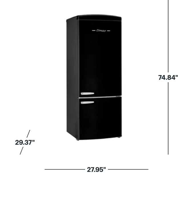 UNIQUE 28" Black Bottom Mount Refrigerator, UNQ-455L B AC