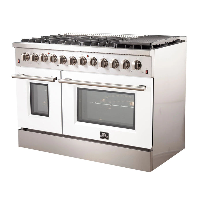 FORNO Galiano 48" Dual Fuel Range, White, FFSGS6156-48WHT