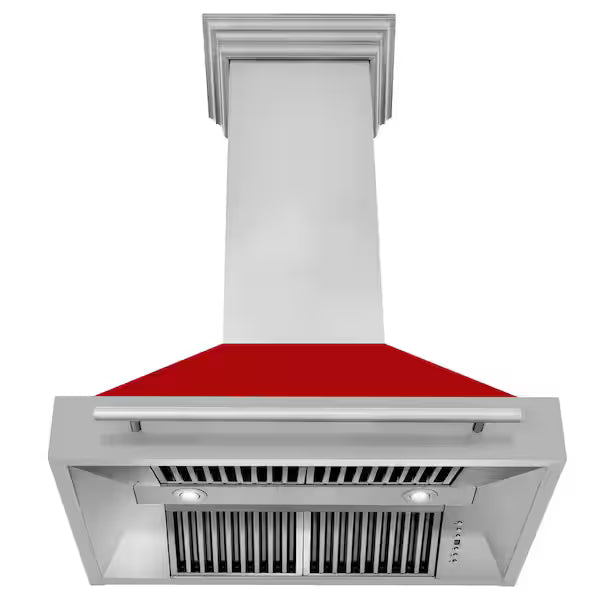 ZLINE 36" Autograph Stainless Red Gloss Wall Range Hood 8654STX-RG-36