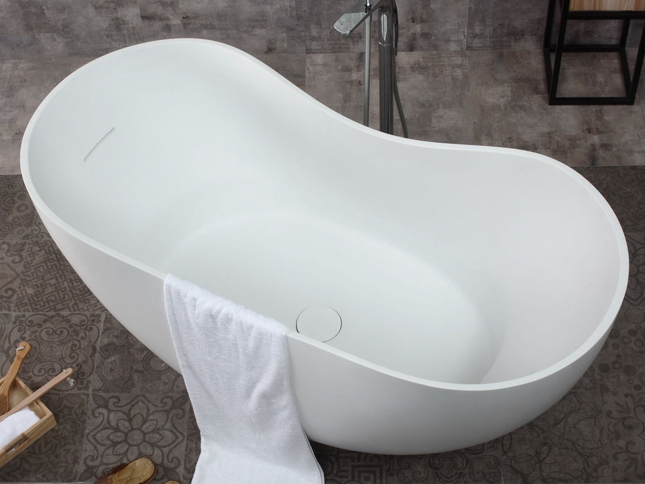 ALFI brand 66" White Solid Surface Smooth Resin Soaking Bathtub AB9949