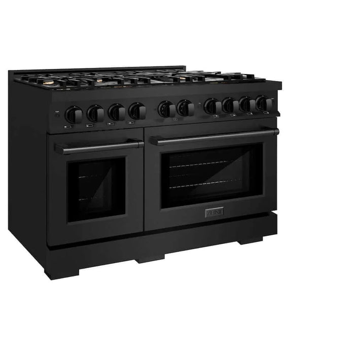 ZLINE 48" Select Gas Range Convection Gas Oven Black Stainless Steel Brass Burners HGRB-BR-48