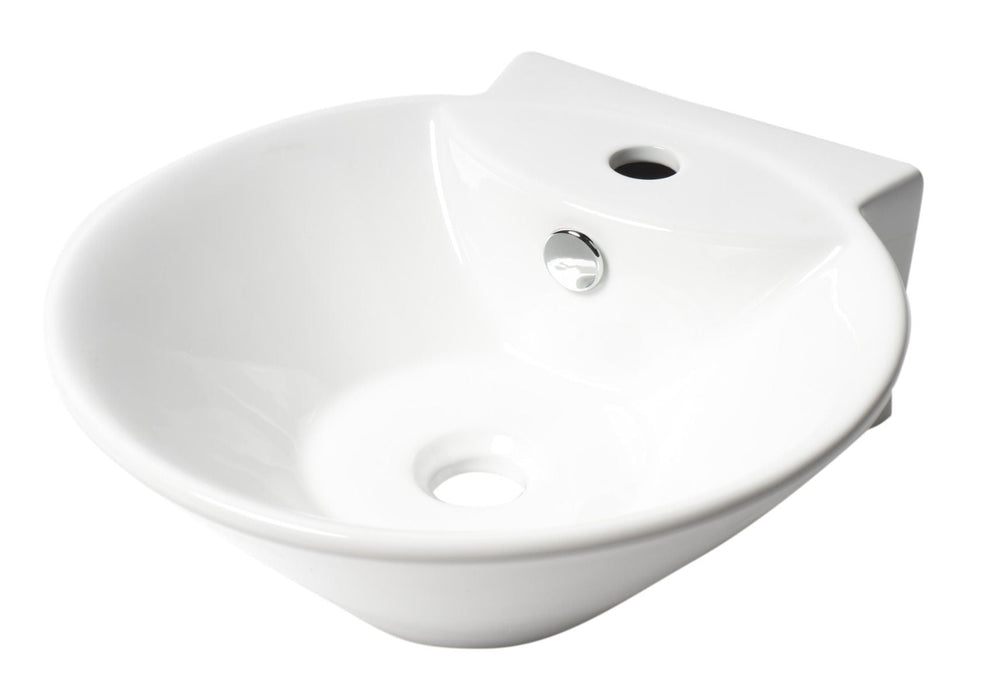 ALFI brand White 17" Round Wall Mounted Ceramic Sink, Faucet Hole ABC113
