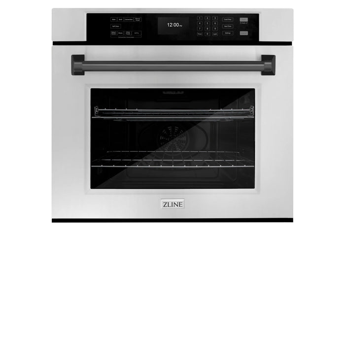 ZLINE 30" Autograph Edition Professional True Convection Single Wall Oven, Air Fry, Self Clean, Stainless Steel, Matte Black WASZ-30-MB