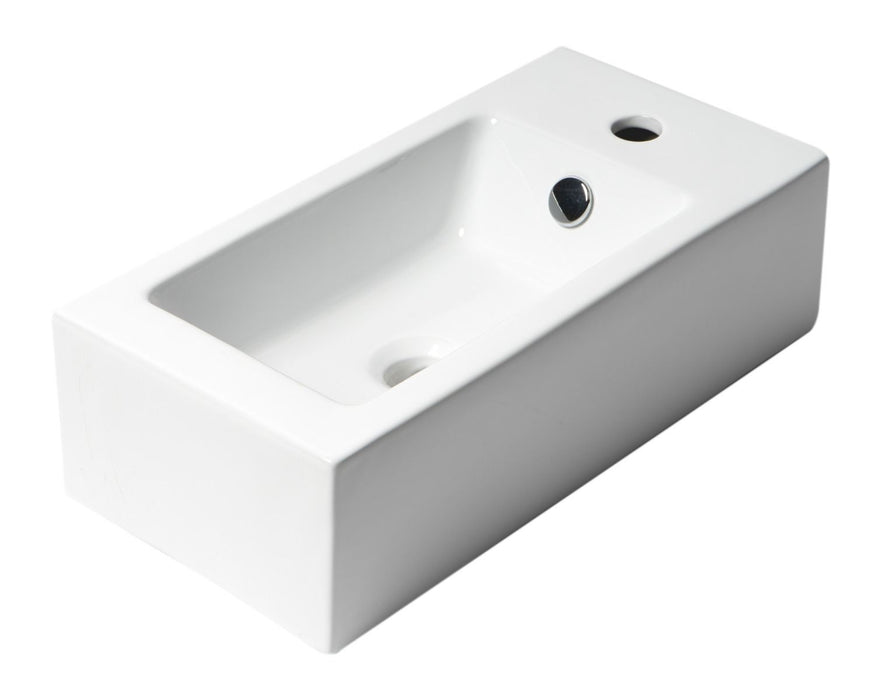 ALFI brand White 20" Small Rectangular Wall Mounted Ceramic Sink, Faucet Hole ABC116